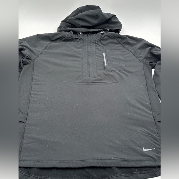 Nike Jacket Mens Medium Black Full Zip Long Sleeves Hooded Jacket - Picture 1 of 9